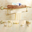 GobekUsa Gold Bathroom Accessories Set: Shelf, Towel Rack, Holder, Brush Holder, Bath Hardware