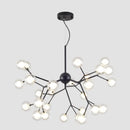 GobekUsa Glass Ball Firefly LED Tree Branch Chandelier Industrial Black Lighting
