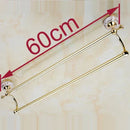 GobekUsa 60cm Double Towel Bar with Ceramic Gold Finish for Bathroom Accessories.