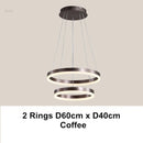GobekUsa LED Chandelier Rings Pendant Light - Coffee Gold Dimmable Ceiling Lamp