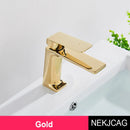GobekUsa Black Gold Basin Faucet: Stylish Deck Mounted Bathroom Sink Faucet with Gold Handle
