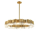 GobekUsa Golden Stainless Steel Crystal Chandelier for Elegant Foyer Lighting
