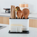 GobekUsa Double Grid Cutlery Organizer Drainer - Kitchen Utensil Holder and Sponge Rack