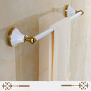 GobekUsa Gold & White Bathroom Accessories Set: Corner Shelf, Paper Holder, Towel Holder, Toilet Brush Holder, Towel Rack