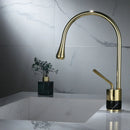 GobekUsa Gold Brass Marble Basin Faucet Hot Cold Sink Mixer Tap