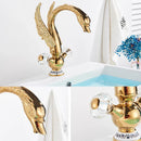 GobekUsa Golden Swan Crystal Handle Basin Faucet - Deck Mount Luxury Bathroom Mixer