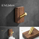 GobekUsa Brass Brushed Gold Wall Hook for Bathroom and Kitchen with Wood Accent