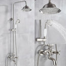 GobekUsa Brushed Nickel Shower Faucet Set with Rainfall Shower Head & Hand Held Mixer