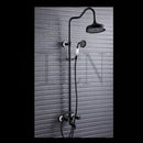 GobekUsa 8" Black Rain Shower Head Set with Hand Spray and Mixer Faucet