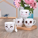GobekUsa Cartoon Coffee Mug Set with Spoon, Porcelain Breakfast Cup, Couples Lover's Gifts
