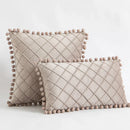 GobekUsa Corduroy Striped Pompom Pillowcase for Bedroom Sofa Living Room