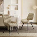 Upholstered Ribbed Dining Chairs, Set of 4 — Ergonomic Modern Design