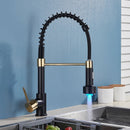 GobekUsa Black LED Kitchen Faucet Pull Down Mixer Tap 360° Rotation Stream Sprayer