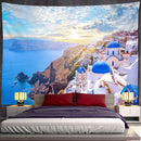 GobekUsa Castle Village Sunset Tapestry Wall Hanging - Fantasy City Landscape Wall Art