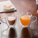 GobekUsa Heart-Shaped Double Glass Mug | Romantic Couple Cups for Tea, Coffee
