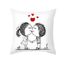 GobekUsa Love Heart Sketch Couple Pillow Cover 45X45CM Peah Skin Print