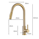 GobekUsa Brushed Gold Pull Out Kitchen Faucet - SUS 304 Stainless Steel