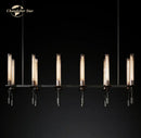 GobekUsa Glass LED Linear Chandelier for Dining & Living Room, Kitchen Island Lighting