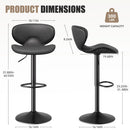 Swivel Bar Stools Set of 2 — Adjustable PU Leather with Iron Frame, Water-Resistant (Black)