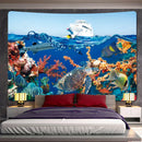 GobekUsa Dolphin Psychedelic Tapestry: Bohemian Underwater Wall Hanging for Home Decoration