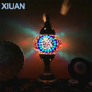 GobekUsa Colorful Mosaic Table Lamp, Handmade Stained Glass Lampshade