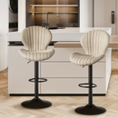 Swivel Bar Stools Set of 3 — Adjustable Height Fabric Counter Stools