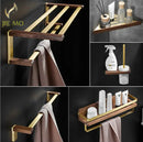 GobekUsa Bathroom Hardware Set: Towel Rack, Slippers Rack, Toilet Paper Rack - Space Aluminum