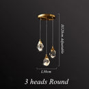 GobekUsa Diamond Crystal LED Chandelier, Brass Ceiling Pendant Light for Dining Room