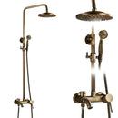GobekUsa Brass Shower Faucet Mixer Set with 8" Rainfall Head, Storage Shelf, and Hooks