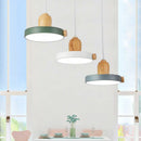 GobekUsa LED Wood Iron Pendant Light for Study, Bedside - Nordic Modern Design