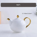 GobekUsa Elegant Bone China Tea Set | Porcelain Teacup & Teapot Set White Gold