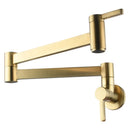GobekUsa Brushed Gold Brass Wall Mounted Pot Filler Faucet with Rotating Foldable Spout