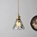 GobekUsa Glass Copper Pendant Light with Wood Knob Switch: Modern Nordic LED Hanging Lamp