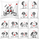 GobekUsa Love Heart Sketch Couple Pillow Cover 45X45CM Peah Skin Print