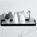 GobekUsa Black Glass Bathroom Shelf Corner Rack, Aluminum Cosmetic Shelf for Shower Room