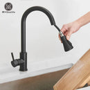 GobekUsa Black Pull Out Kitchen Sink Faucet - Deck Mounted Stream Sprayer Kitchen Mixer Tap