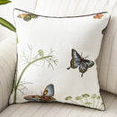 GobekUsa Butterfly Floral Cotton Embroidered Pillow Cover 45x45cm Home Decor Square
