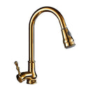 GobekUsa Gold Kitchen Faucet Pull Out Swivel Water Mixer Tap Single Handle Sink