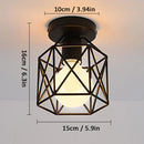 GobekUsa Iron Cage Ceiling Light Modern Nordic Retro Black Loft E27 Home Lighting