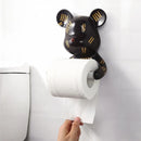 GobekUsa Bear Resin Paper Towel Holder: Nordic Animal Hanging Tissue Box Rack for Modern Wall Decor