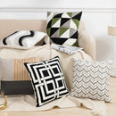 GobekUsa Geometric Embroidery Cushion Cover 45x45cm Black Grey Soft Cozy for Home Decor