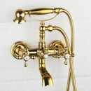 GobekUsa Golden Double Handles Shower Faucet Mixer for Bathroom Sink and Bathtub