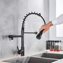 GobekUsa Brass Kitchen Faucet Spring Swivel Spout Hot Cold Water Mixer Taps
