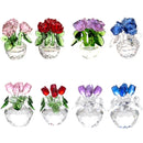 GobekUsa Crystal Rose Flower Dreams Glass Paperweight Bouquet Sculpture