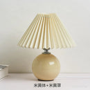GobekUsa Japanese Ceramic Table Lamps Living Room Pleated Skirt Lampshade Warm Bedroom Lighting