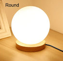 GobekUsa Glass Ball LED Table Lamp Wooden Round Desk Night Light
