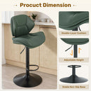 Adjustable Outdoor Bar Stools, Set of 2 — PU Leather & Stainless Steel Frame with Double-Layer Cushion