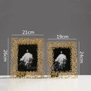 GobekUsa Golden Leaves Metal Photo Frame: Modern Home Decor & Picture Display