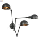 GobekUsa Loft Antique Edison 3-Head Black Wall Sconce Swing Arm Light