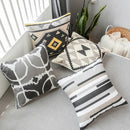 GobekUsa Grey Embroidered Cotton Pillow Cover 45x45cm for Home Decor and Living Room